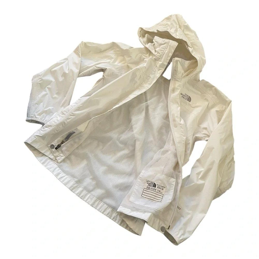 The North Face Hyvent Kids white rain jacket windbreaker full zip size L 14/16 - Picture 3 of 12